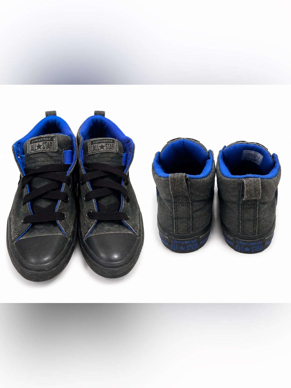 Converse Kids High-Top Sneakers in Black and Electric Blue